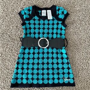 Guess sweater dress toddler girl 3T belt stretch polka dot pullover preppy‎ knit
